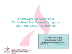 Framework for Successful Centralized First-Year and Learning Assistance Services