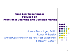 First-Year Experiences Focused on Intentional Learning and Decision-Making