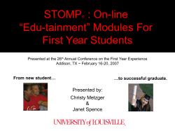 STOMP: On-Line Edu-tainment Modules for First-Year Students