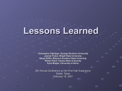 Lessons Learned