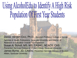 Using AlcoholEdu to Identify a High-Risk Population of First-Year Students
