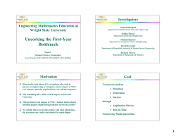 Engineering Mathematics Education at Wright State University: Uncorking the First-Year Bottleneck