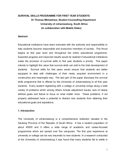 Survival Skills Programme for First-Year Students