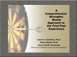 A Strengths-Based Approach to the First-Year Experience
