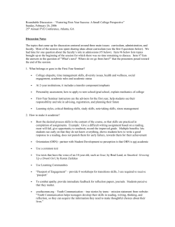 Fostering First-Year Student Success: A Small College Perspective