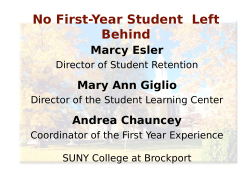 No First-Year Student Left Behind