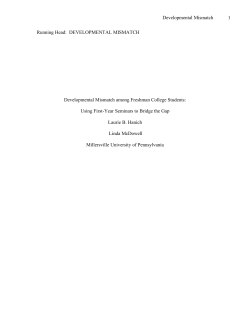 Developmental Mismatch Among New College Students: Using First-Year Seminars to Bridge the Gap