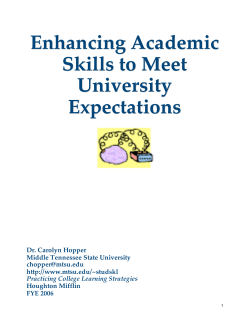 Enhancing Academic Skills to Meet University Expectations