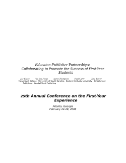 Educator-Publisher Partnerships: Collaborating to Promote the Success of First-Year Students