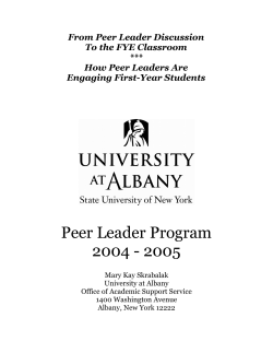 Peer Leaders in the FYE Classroom: How Peer Leaders Are Engaging First-Year Students