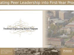 Integrating Peer Leadership into First-Year Programs