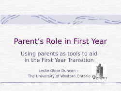 Parent s Role in the First-Year Experience
