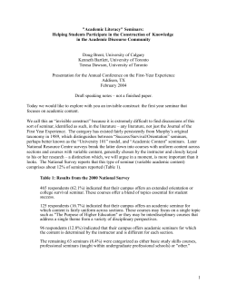Academic Literacy Seminars: Helping Students Participate in the Construction of Knowledge in the Academic Discourse Community
