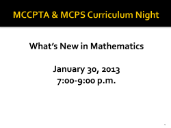 Math Curriculum Info Night Presentation