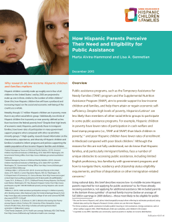 How Hispanic Parents Perceive Their Need and Eligibility for Public Assistance