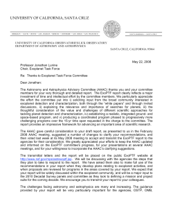 Letter to ExoPTF Chair Jonathan Lunine (AAAC)