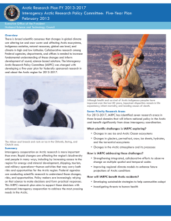 Arctic Research Plan FY 2013-2017: Fact Sheet