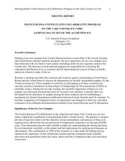 Meeting Report: Collaborative Program on Lake Vostok Accretion Ice Samples