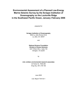 Environmental Assessment of a Planned Low Energy Marine Seismis Survey by Scripps Institution of Oceanography on the Louisville Ridge in the Southwest Pacific Ocean