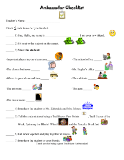 Trail Blazer Ambassador Checklist K - 2