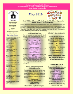 Silver Spring Judy Center May 2016 Newsletter
