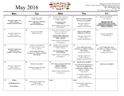 Silver Spring Judy Center May 2016 Schedule of Activities