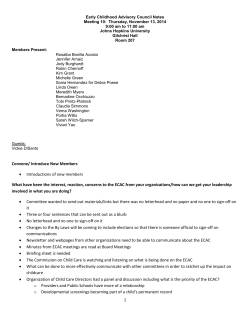 Nov. 13, 2014 ECAC Meeting Notes