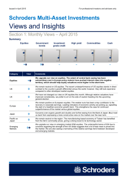 Schroders Multi-Asset Investments Views and Insights - April 2015