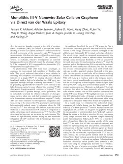 Monolithic III-V Nanowire Solar Cells on Graphene via Direct van der Waals Epitaxy