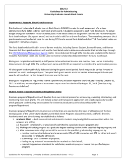 Guidelines for Administering University Graduate Laurels Block Grants