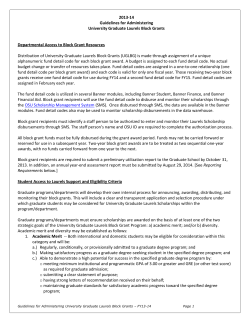 Guidelines for Administering University Graduate Laurels Block Grants