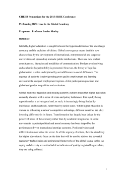 CHEER Symposium for the 2013 SRHE Conference: RATIONALE [DOCX 142.04KB]