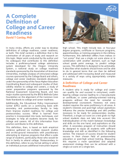 A Complete Definition of College and Career Readiness