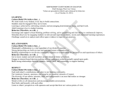 Strategic Plan Core Values (Draft)