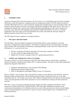 OSU Inventory Control Information - Space Inventory Reference Manual
