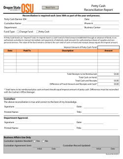 Petty Cash Reconciliation Form