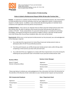 FIS 407 - MOU Personal Reimbursement Request