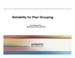 Presentation by Eric Schone &ndash; Reliability for Peer Grouping (PDF: 167KB/9 pages)