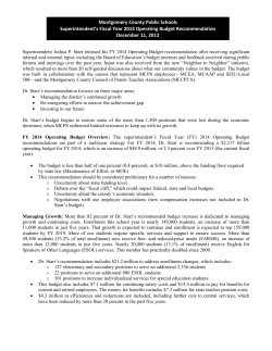 Overview of Superintendent's Recommended Budget