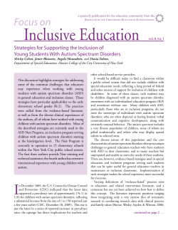 Strategies for Supporting the Inclusion of Young Students With Autism Spectrum Disorders
