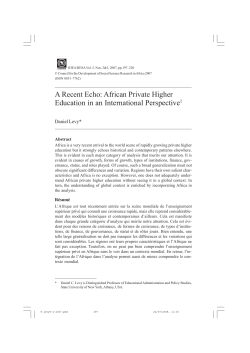 A Recent Echo: African Private Higher Education in an International Perspective