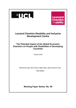 The Potential Impact of the Global Economic Downturn on Persons with Disabilities