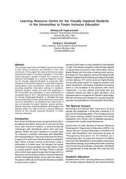 Learning Resource Centre for the Visually Impaired Students in the Universities to Foster Inclusive Education