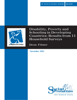 Disability, Poverty and Schooling in Developing Countries: Results from 11 Household Surveys