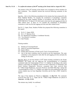 Agenda for 31st Senate Meeting