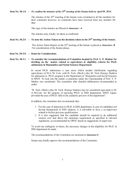 Agenda for 30th Senate Meeting