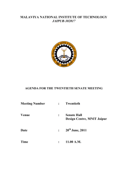 Agenda for 20th Senate Meeting