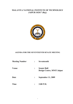 Agenda for 17th Senate Meeting