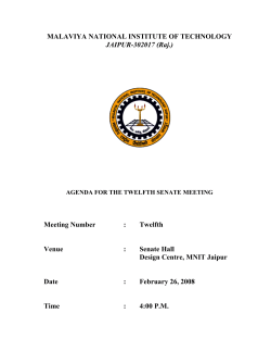 Agenda for 12th Senate Meeting
