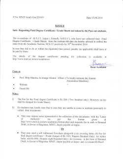 Notice Regarding Final Degree Certificate / Grade Sheets not taken by the Pass out students
